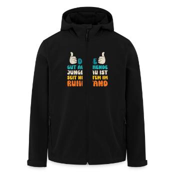 Rentnerin DIESE JUNGE GUTAUSSEHENDE FRAU IST IM - Recycelte Männer Softshell-Jacke von Stanley/Stella - Schwarz - Vorne - AI Model Male 185 light (185cm)