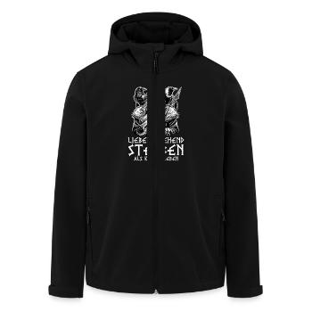 Lieber Stehend Sterben Als Kniend Leben - Recycelte Männer Softshell-Jacke von Stanley/Stella - Schwarz - Vorne - AI Model Male 185 light (185cm)