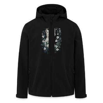 Cute Arctic Foxes In Flower Frame - Men’s Recycled Softshell Jacket by Stanley/Stella - black - Front - AI Model Male 185 light (185cm)