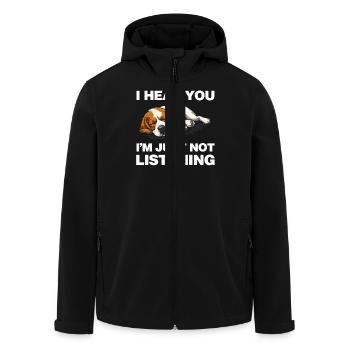 Je t'entends, je n'écoute tout simplement pas Funny Dog - Veste softshell homme en polyester recyclé Stanley/Stella - noir - Devant - AI Model Male 185 light (185cm)