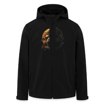 Entspannter Gorilla mit Sonnenbrille vor - Recycelte Männer Softshell-Jacke von Stanley/Stella - Schwarz - Vorne - AI Model Male 185 light (185cm)