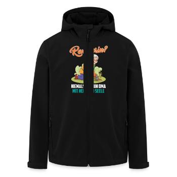 RENTNERIN? NIEMALS BIN OMI MIT HERZ UND SEELE - Recycelte Männer Softshell-Jacke von Stanley/Stella - Schwarz - Vorne - AI Model Male 185 light (185cm)