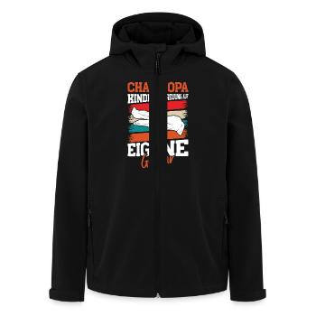 Opi CHAOS OPA KINDERBETREUUNG AUF EIGENE GEFAHR - Recycelte Männer Softshell-Jacke von Stanley/Stella - Schwarz - Vorne - AI Model Male 185 light (185cm)