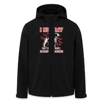 I Hug My Brittany Spaniel - Men’s Recycled Softshell Jacket by Stanley/Stella - black - Front - AI Model Male 185 light (185cm)
