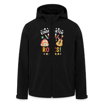 Kindergarten Rocks – Fun Design for Kids - Men’s Recycled Softshell Jacket by Stanley/Stella - black - Front - AI Model Male 185 light (185cm)
