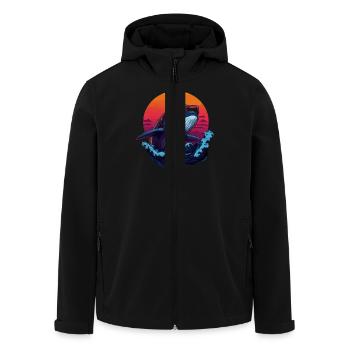 Cooler Wal Im Sonnenuntergang Mit Sonnenbrille - Recycelte Männer Softshell-Jacke von Stanley/Stella - Schwarz - Vorne - AI Model Male 185 light (185cm)