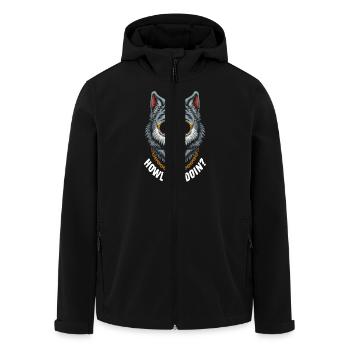 Cooler Wolf Mit Brille Und Kette - Howl You Doin? - Recycelte Männer Softshell-Jacke von Stanley/Stella - Schwarz - Vorne - AI Model Male 185 light (185cm)