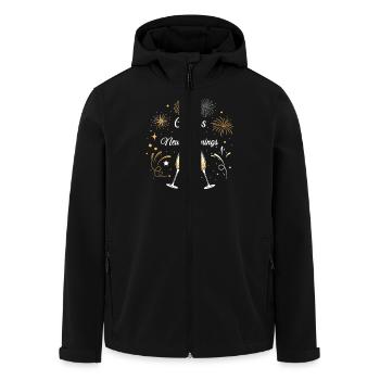 Cheers to New Beginnings – Festliches Silvester - Recycelte Männer Softshell-Jacke von Stanley/Stella - Schwarz - Vorne - AI Model Male 185 light (185cm)