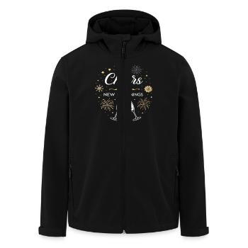 Cheers to New Beginnings – Festliches Silvester - Recycelte Männer Softshell-Jacke von Stanley/Stella - Schwarz - Vorne - AI Model Male 185 light (185cm)