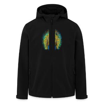 Majestätischer Pfau mit Prächtigen Farben in - Recycelte Männer Softshell-Jacke von Stanley/Stella - Schwarz - Vorne - AI Model Male 185 light (185cm)