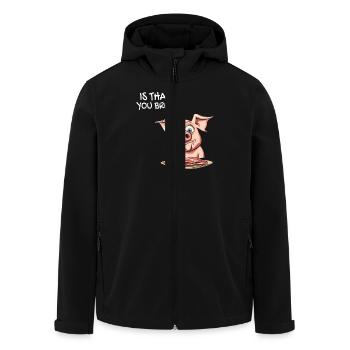 C'est ton frère ? Cochon avec humour de bacon - Veste softshell homme en polyester recyclé Stanley/Stella - noir - Devant - AI Model Male 185 light (185cm)