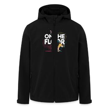 On The Floor – Cool Breakdance Design - Men’s Recycled Softshell Jacket by Stanley/Stella - black - Front - AI Model Male 185 light (185cm)