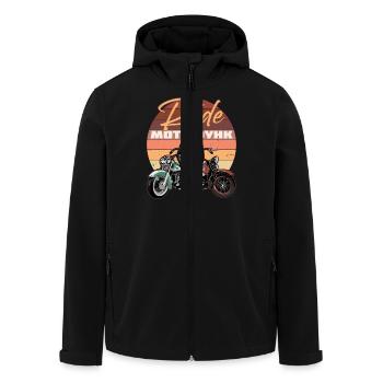 Balade en moto, motard au coucher du soleil - Veste softshell homme en polyester recyclé Stanley/Stella - noir - Devant - AI Model Male 185 light (185cm)