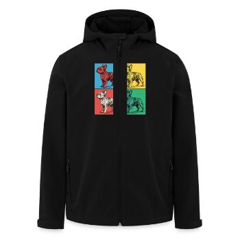 Bouledogue français Pop Art Design - Veste softshell homme en polyester recyclé Stanley/Stella - noir - Devant - AI Model Male 185 light (185cm)