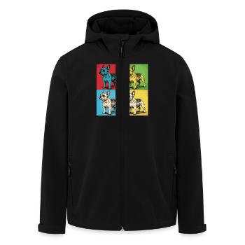 Bouledogue français Pop Art Design - Veste softshell homme en polyester recyclé Stanley/Stella - noir - Devant - AI Model Male 185 light (185cm)