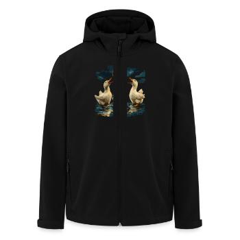 Drei Enten Im Mondschein Am See - Recycelte Männer Softshell-Jacke von Stanley/Stella - Schwarz - Vorne - AI Model Male 185 light (185cm)