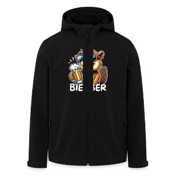 Biber liebt Bier Party Sonnenbrille Karneval Alaaf - Recycelte Männer Softshell-Jacke von Stanley/Stella - Schwarz - Vorne - AI Model Male 185 light (185cm)