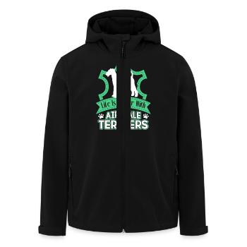 Life Is Better With Airedale Terrier - Men’s Recycled Softshell Jacket by Stanley/Stella - black - Front - AI Model Male 185 light (185cm)