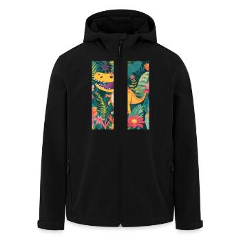 Dinosaur - Men’s Recycled Softshell Jacket by Stanley/Stella - black - Front - AI Model Male 185 light (185cm)