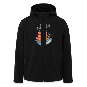 Nautisches Abenteuer mit Wal und Schiff - Recycelte Männer Softshell-Jacke von Stanley/Stella - Schwarz - Vorne - AI Model Male 185 light (185cm)