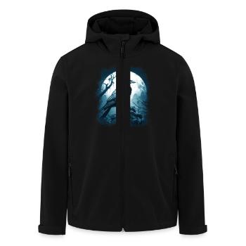 Corbeau mystique devant la pleine lune dans la forêt mystique - Veste softshell homme en polyester recyclé Stanley/Stella - noir - Devant - AI Model Male 185 light (185cm)