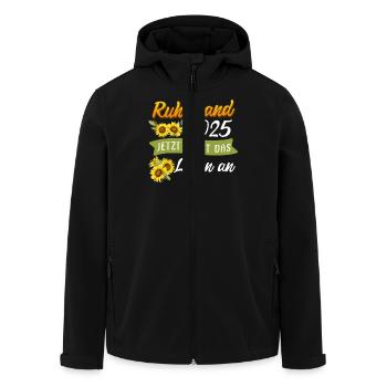 RUHESTAND 2025 JETZT FÄNGT DAS LEBEN AN Lustig - Recycelte Männer Softshell-Jacke von Stanley/Stella - Schwarz - Vorne - AI Model Male 185 light (185cm)
