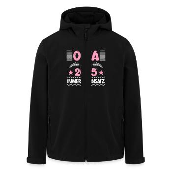 OMA SEIT 2025 IMMER IM EINSATZ Lustiges - Recycelte Männer Softshell-Jacke von Stanley/Stella - Schwarz - Vorne - AI Model Male 185 light (185cm)