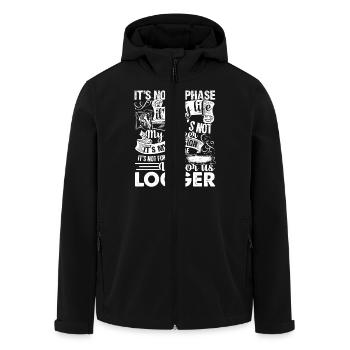 Logger Is My Passion - Men’s Recycled Softshell Jacket by Stanley/Stella - black - Front - AI Model Male 185 light (185cm)