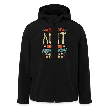 Opi WENN OPA ES NICHT REPAIEREN KANN KANNS KEINER - Recycelte Männer Softshell-Jacke von Stanley/Stella - Schwarz - Vorne - AI Model Male 185 light (185cm)