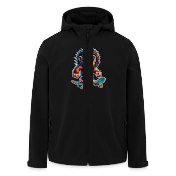 Skateur de skateboard néandertalien - Veste softshell homme en polyester recyclé Stanley/Stella - noir - Devant - AI Model Male 185 light (185cm)