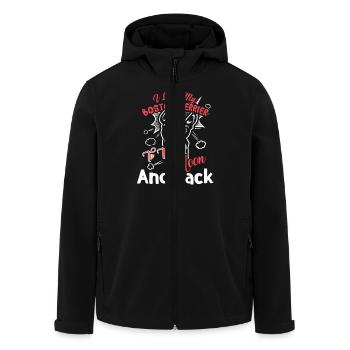 I Love My Boston Terrier To The Moon And Back - Men’s Recycled Softshell Jacket by Stanley/Stella - black - Front - AI Model Male 185 light (185cm)