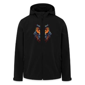 Owl Portrait - Men’s Recycled Softshell Jacket by Stanley/Stella - black - Front - AI Model Male 185 light (185cm)