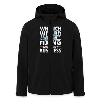 Wrench Wizard Fixing and Funny Business - Recycelte Männer Softshell-Jacke von Stanley/Stella - Schwarz - Vorne - AI Model Male 185 light (185cm)