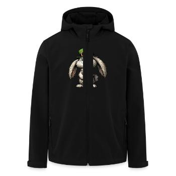 Lapin irlandais style lutin Médias sociaux - Veste softshell homme en polyester recyclé Stanley/Stella - noir - Devant - AI Model Male 185 light (185cm)