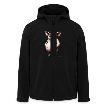 Irish Charm Pig with Leprechaun Hat Funny Design - Men’s Recycled Softshell Jacket by Stanley/Stella - black - Front - AI Model Male 185 light (185cm)
