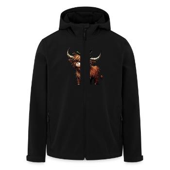 Playful Irish Highland Cow St. Patrick's Day - Men’s Recycled Softshell Jacket by Stanley/Stella - black - Front - AI Model Male 185 light (185cm)