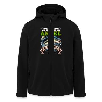Zander Angler OFFIZIELLES ANGEL GLÜCKSSHIRT Lustig - Recycelte Männer Softshell-Jacke von Stanley/Stella - Schwarz - Vorne - AI Model Male 185 light (185cm)