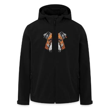 Bulldog Dog Portrait - Men’s Recycled Softshell Jacket by Stanley/Stella - black - Front - AI Model Male 185 light (185cm)