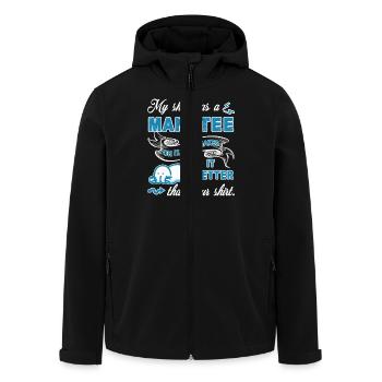 Manatee My Shirt Has Manatee On It - Men’s Recycled Softshell Jacket by Stanley/Stella - black - Front - AI Model Male 185 light (185cm)