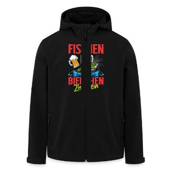 FISCHEN UND BIERCHEN ZISCHEN Lustiges Angler - Recycelte Männer Softshell-Jacke von Stanley/Stella - Schwarz - Vorne - AI Model Male 185 light (185cm)