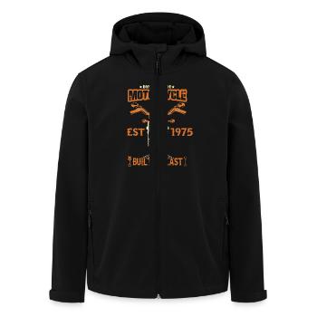 Millésime 1975 né motard - Veste softshell homme en polyester recyclé Stanley/Stella - noir - Devant - AI Model Male 185 light (185cm)