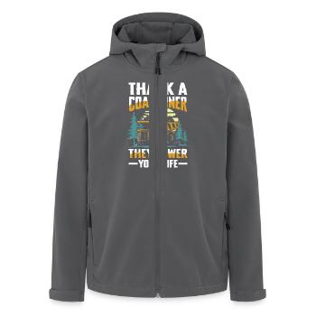 Thank A Coal Miner They Power Your Life - Recycelte Männer Softshell-Jacke von Stanley/Stella - Anthrazit - Vorne - AI Model Male 185 light (185cm)