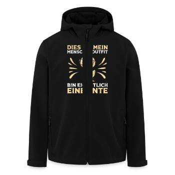 Karneval Ente DIES IST MEIN MENSCHEN OUTFIT BIN - Recycelte Männer Softshell-Jacke von Stanley/Stella - Schwarz - Vorne - AI Model Male 185 light (185cm)