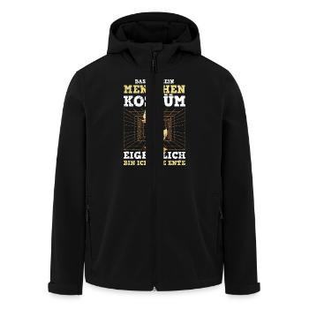 Karneval Ente DIES IST MEIN MENSCHEN OUTFIT BIN - Recycelte Männer Softshell-Jacke von Stanley/Stella - Schwarz - Vorne - AI Model Male 185 light (185cm)