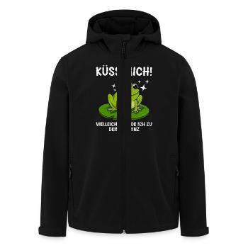 Froschkostüm KÜSS MICH VIELLEICHT WERD ICH ZUM - Recycelte Männer Softshell-Jacke von Stanley/Stella - Schwarz - Vorne - AI Model Male 185 light (185cm)