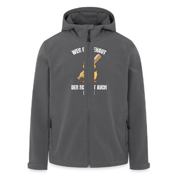 Faschings Party WER GÄNSEHAUT SCHLÄGT AUCH ENTEN - Recycelte Männer Softshell-Jacke von Stanley/Stella - Anthrazit - Vorne - AI Model Male 185 light (185cm)