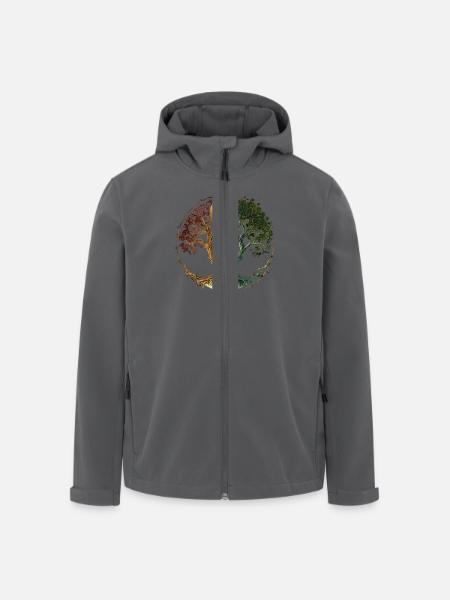 Livets træ med månen og årstiderne skifter - Stanley/Stella herre softshelljakke i genanvendt polyester - sort