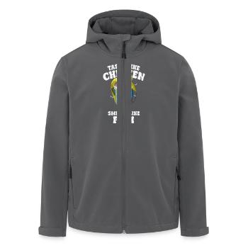 Le goût du poulet sent le poisson Humour Spruch - Veste softshell homme en polyester recyclé Stanley/Stella - charbon - Devant - AI Model Male 185 light (185cm)