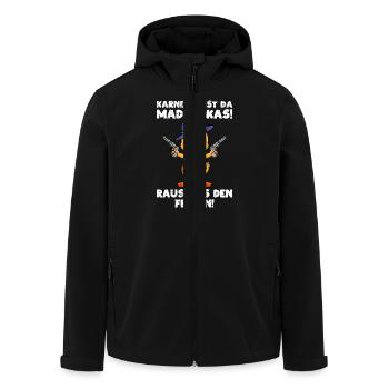 Entenkostüm KARNEVAL IST DA MADAFAKAS RAUS AUS DEN - Recycelte Männer Softshell-Jacke von Stanley/Stella - Schwarz - Vorne - AI Model Male 185 light (185cm)