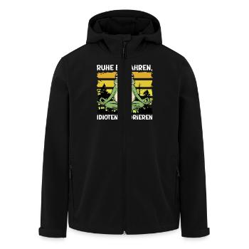 Karneval RUHE BEWAHREN IDIOTEN IGNORIEREN - Recycelte Männer Softshell-Jacke von Stanley/Stella - Schwarz - Vorne - AI Model Male 185 light (185cm)